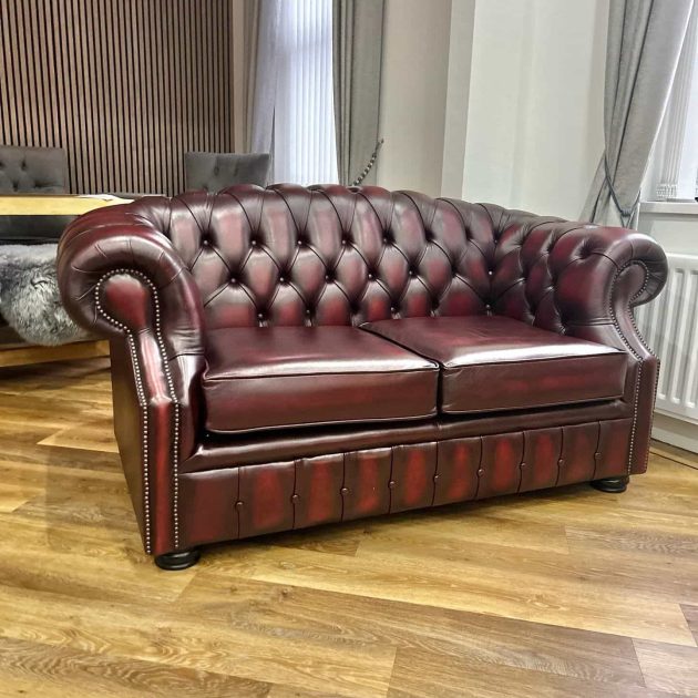 Chesterfield Derbyshire: Two-seater Leather Sofa