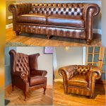 The Chesterfield Oxford Set: Three-seater Leather Sofa, Wing Back and Tub chair