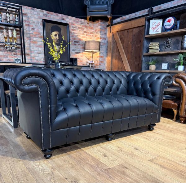black leather sofa