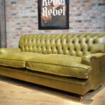 chesterfield sofa green leather